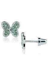 catchy silver cubic zirconia May birthstone butterfly baby earrings